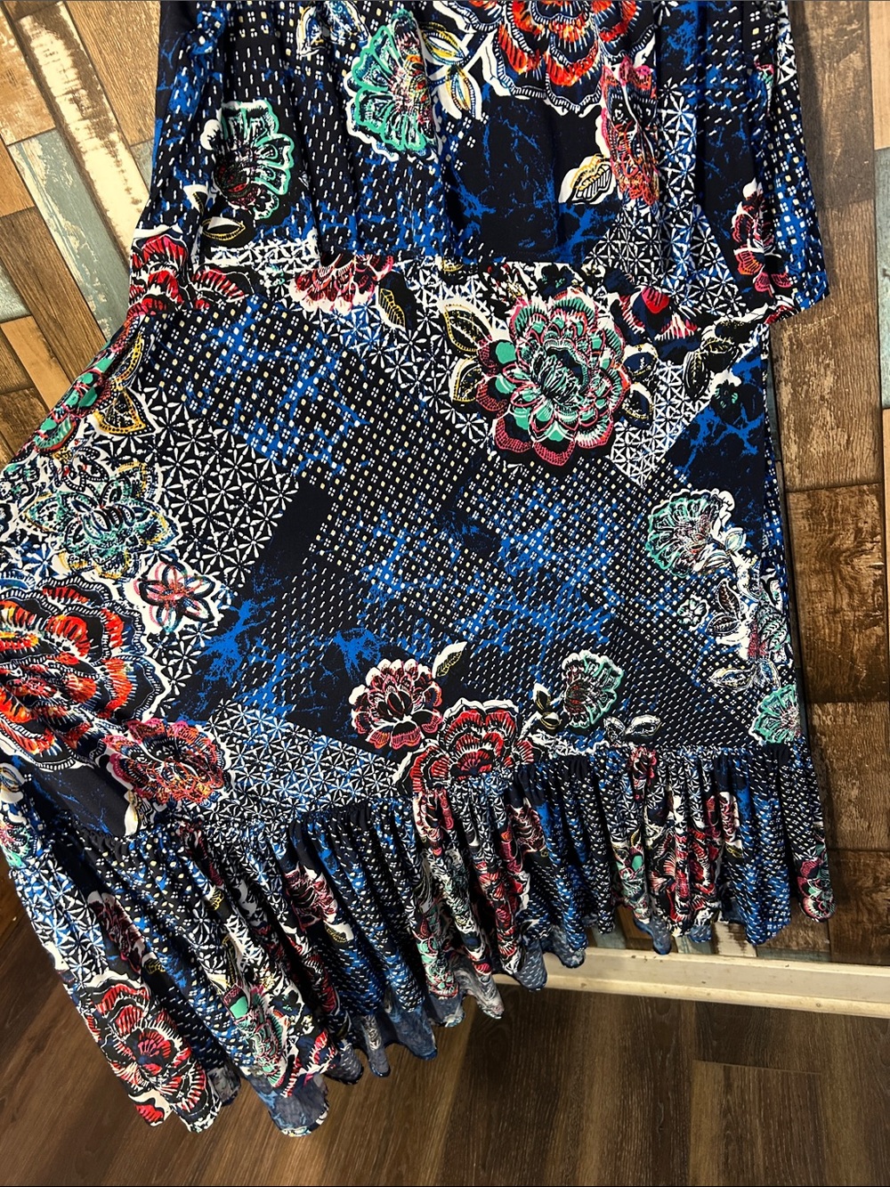Rafaella Navy Floral & Multicolor Print Midi Dress - Picture 9 of 16